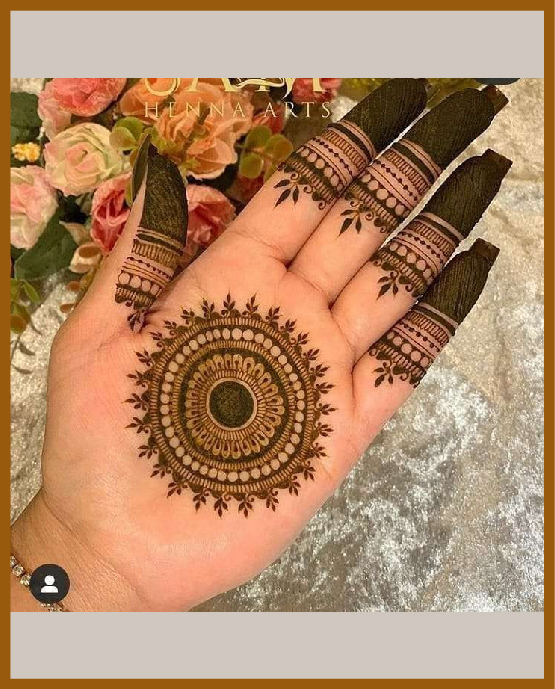 Minimal Front Hand Mehndi Design Featuring Spiral Mandala